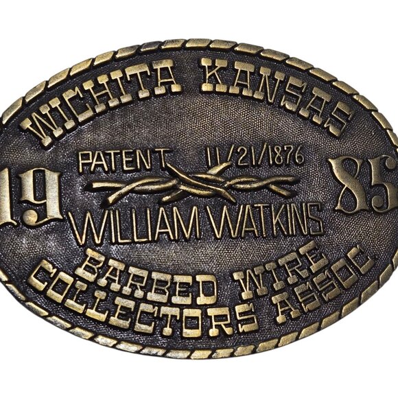 Barbed Wire Collectors Belt Buckle 1985 William Watkins Barbwire Wichita Kansas - Picture 11 of 11